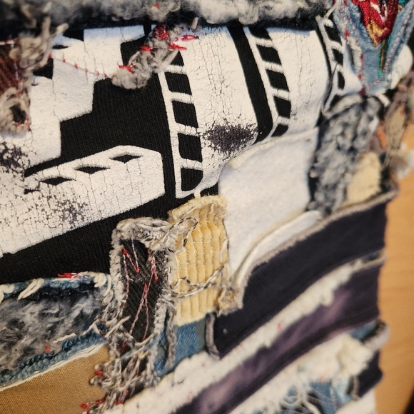 ARTIST UPCYCLED PATCHWORK STREETWEAR QUIXOTICA DENIM JEANS ONE-OF-A-KIND 32/33 - Picture 8 of 16